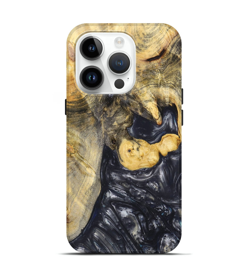 iPhone 15 Pro Wood+Resin Live Edge Phone Case - Ashlee (Black & White, 658809)