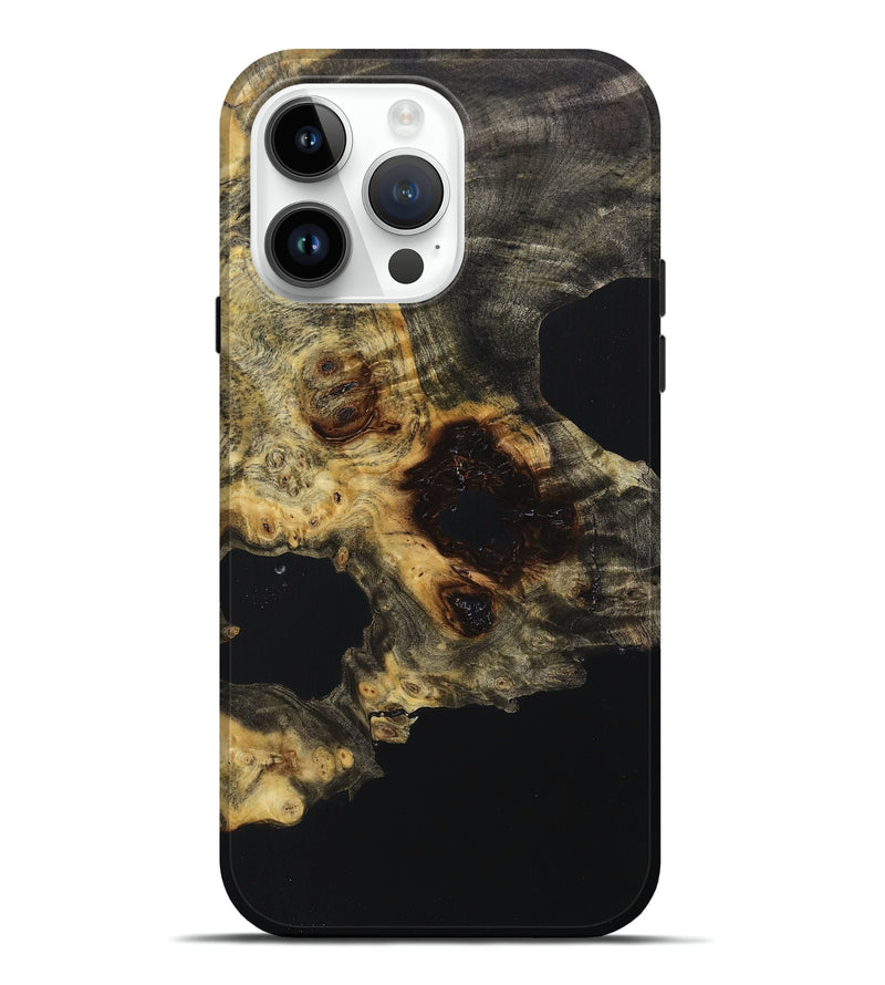 iPhone 15 Pro Max Wood+Resin Live Edge Phone Case - Krystle (Pure Black, 658899)