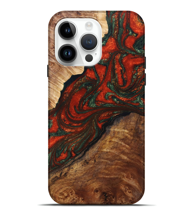 iPhone 15 Pro Max Wood+Resin Live Edge Phone Case - Norman (Red, 658903)