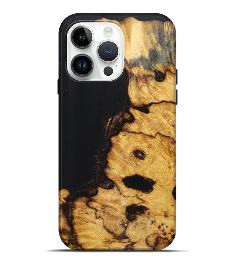 iPhone 15 Pro Max Wood+Resin Live Edge Phone Case - Erin (Pure Black, 658914)