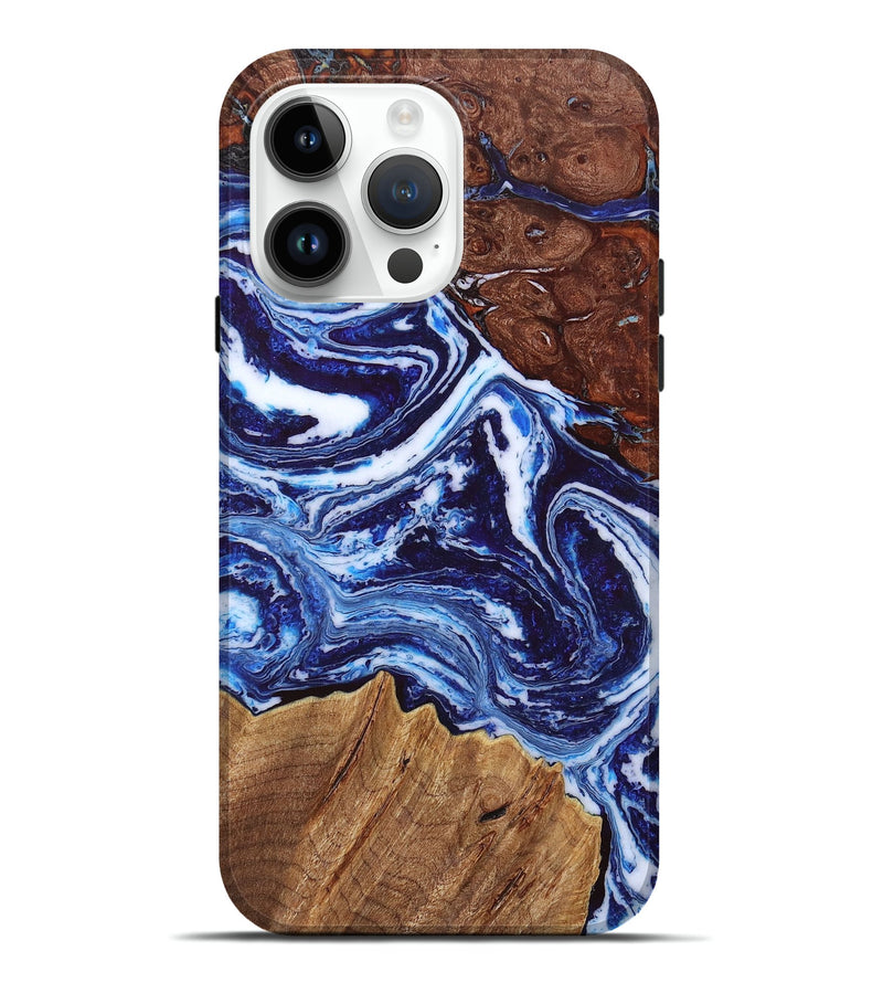 iPhone 15 Pro Max Wood+Resin Live Edge Phone Case - Wanda (Blue, 658921)