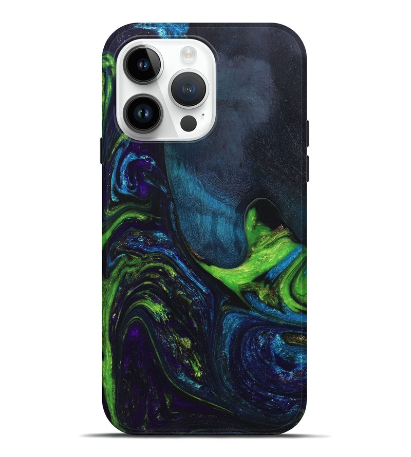 iPhone 15 Pro Max Wood+Resin Live Edge Phone Case - Eli (Blue, 658928)