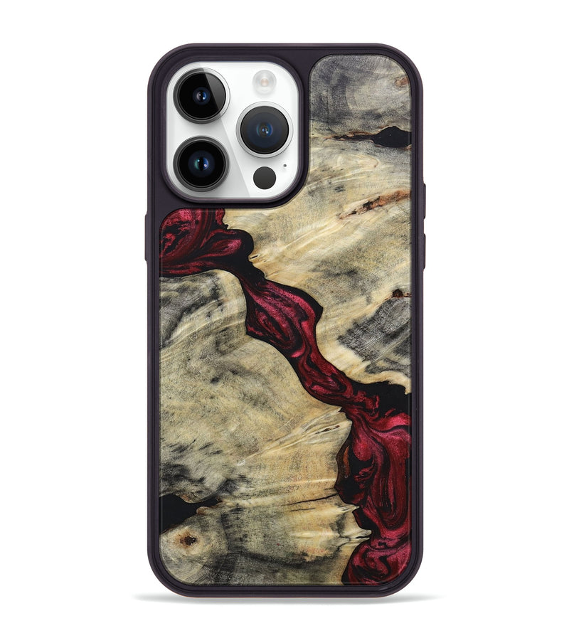 iPhone 15 Pro Max Wood+Resin Phone Case - Stella (Red, 658968)