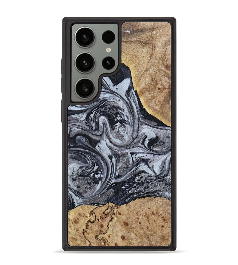 Galaxy S23 Ultra Wood+Resin Phone Case - Jimena (Black & White, 658988)