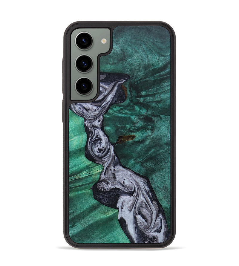 Galaxy S23 Plus Wood+Resin Phone Case - Tevin (Black & White, 658995)