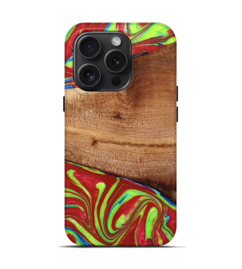 iPhone 15 Pro Wood+Resin Live Edge Phone Case - Madison (Red, 659244)