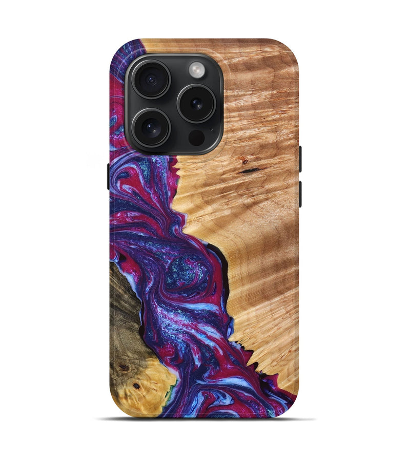 iPhone 15 Pro Wood+Resin Live Edge Phone Case - Danica (Purple, 659246)