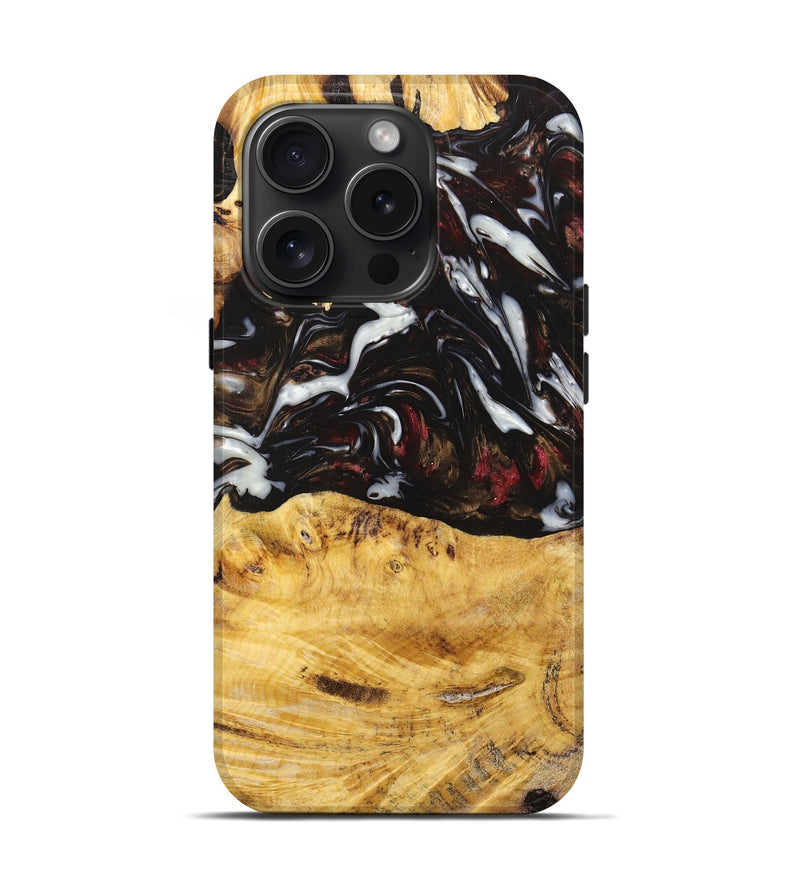 iPhone 15 Pro Wood+Resin Live Edge Phone Case - Riley (Black & White, 659253)