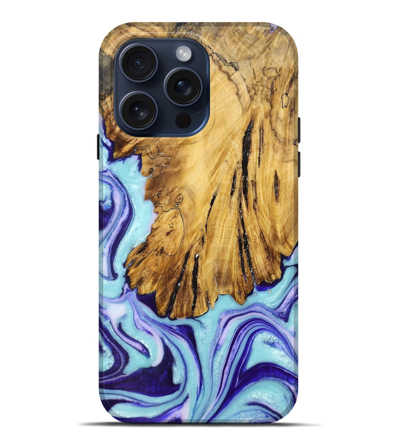 iPhone 15 Pro Max Wood+Resin Live Edge Phone Case - Dena (Purple, 659257)