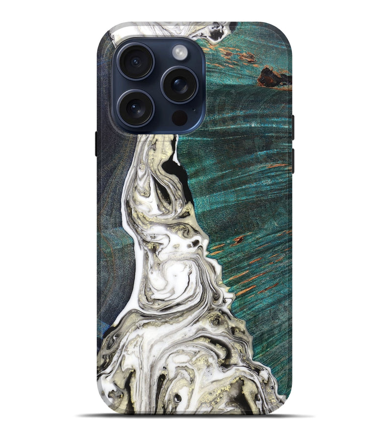 iPhone 15 Pro Max Wood+Resin Live Edge Phone Case - Atlas (Black & White, 659267)