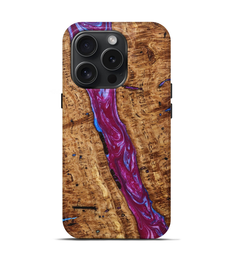 iPhone 15 Pro Wood+Resin Live Edge Phone Case - Roland (Red, 659269)