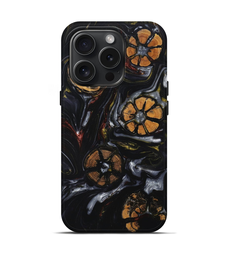 iPhone 15 Pro Wood+Resin Live Edge Phone Case - Ismael (Black & White, 659271)