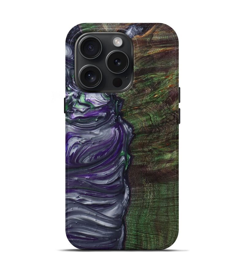 iPhone 15 Pro Wood+Resin Live Edge Phone Case - Gerald (Purple, 659275)