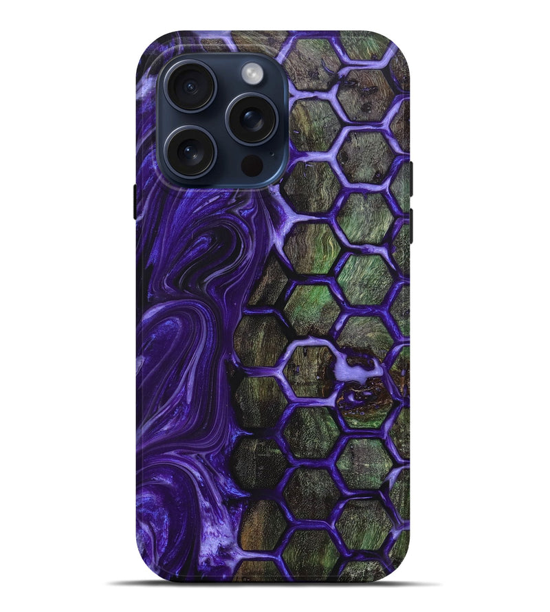 iPhone 15 Pro Max Wood+Resin Live Edge Phone Case - Nico (Purple, 659280)