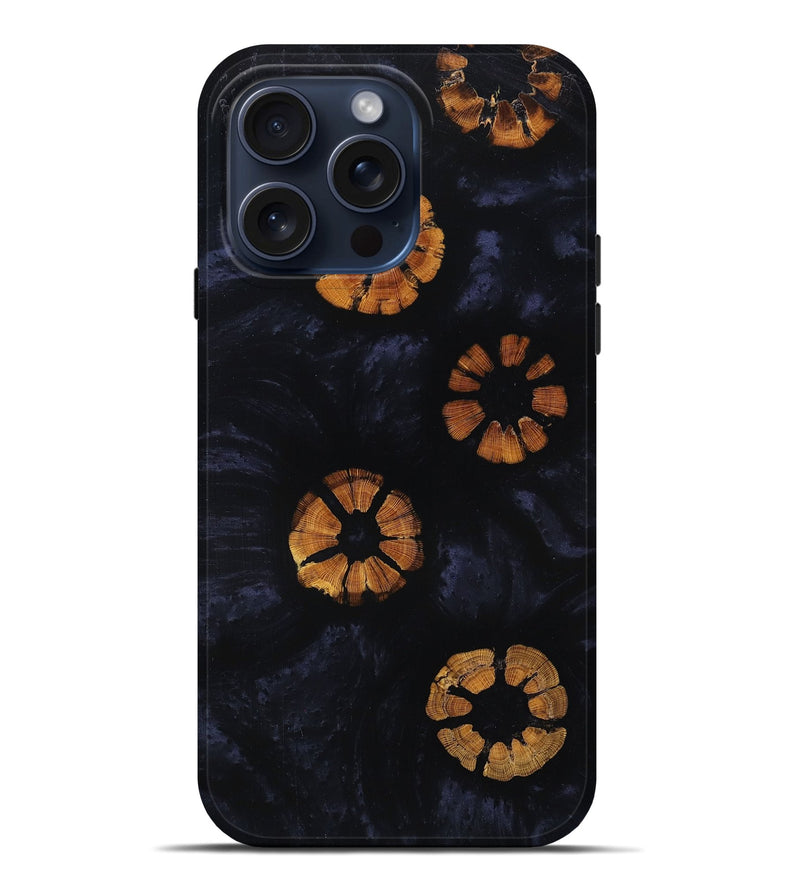 iPhone 15 Pro Max Wood+Resin Live Edge Phone Case - Ruben (Pure Black, 659285)