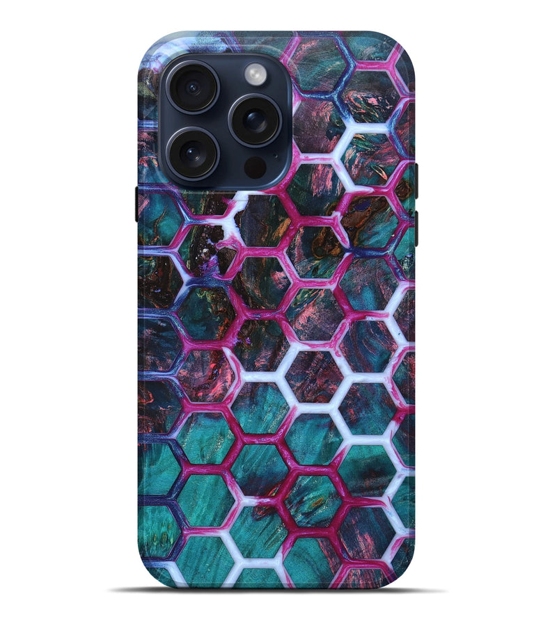 iPhone 15 Pro Max Wood+Resin Live Edge Phone Case - Edith (Pattern, 659290)