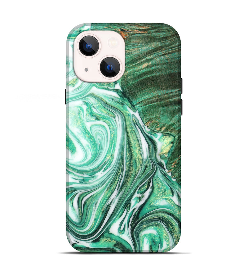 iPhone 13 Wood+Resin Live Edge Phone Case - Quentin (Green, 659294)