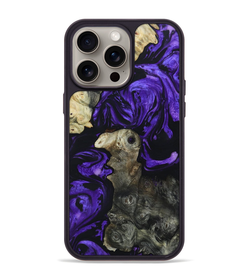 iPhone 15 Pro Max Wood+Resin Phone Case - Kennedi (Purple, 659386)