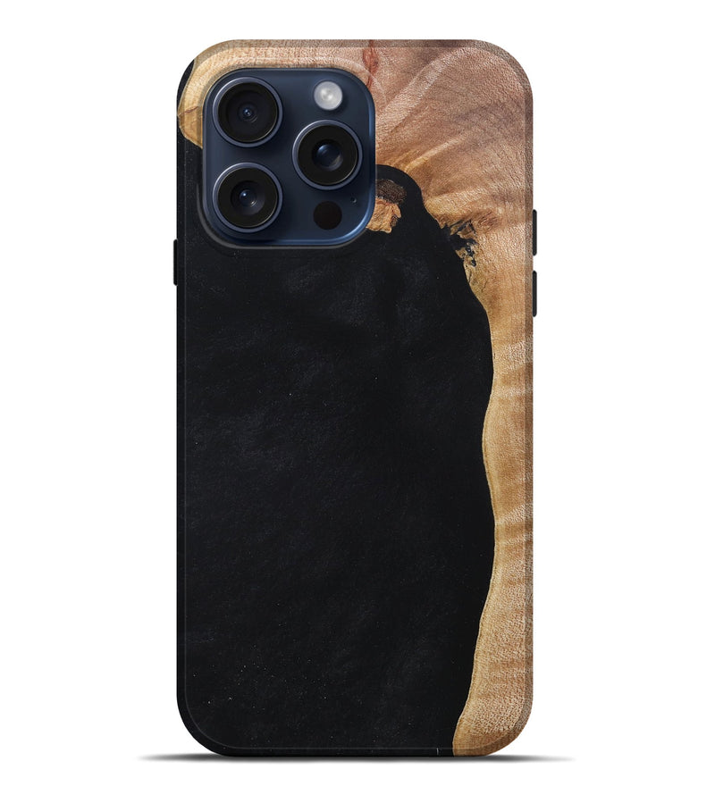 iPhone 15 Pro Max Wood+Resin Live Edge Phone Case - Weston (Pure Black, 659476)