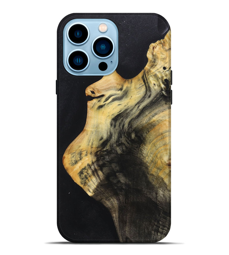 iPhone 14 Pro Max Wood+Resin Live Edge Phone Case - Shaq (Pure Black, 659477)