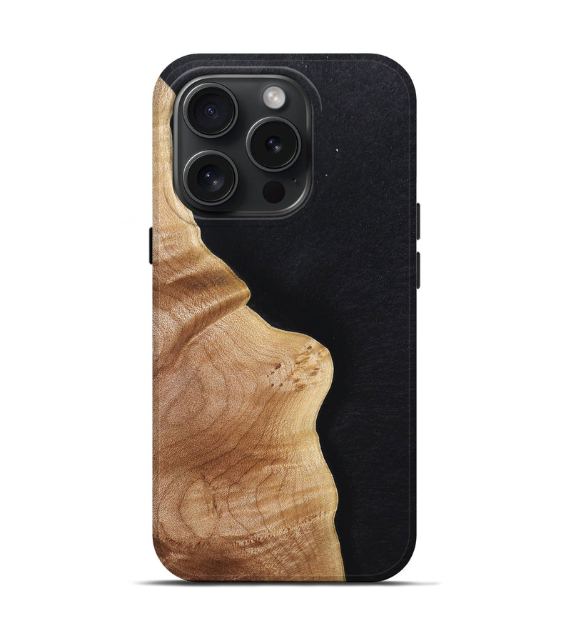 iPhone 15 Pro Wood+Resin Live Edge Phone Case - Franklin (Pure Black, 659479)