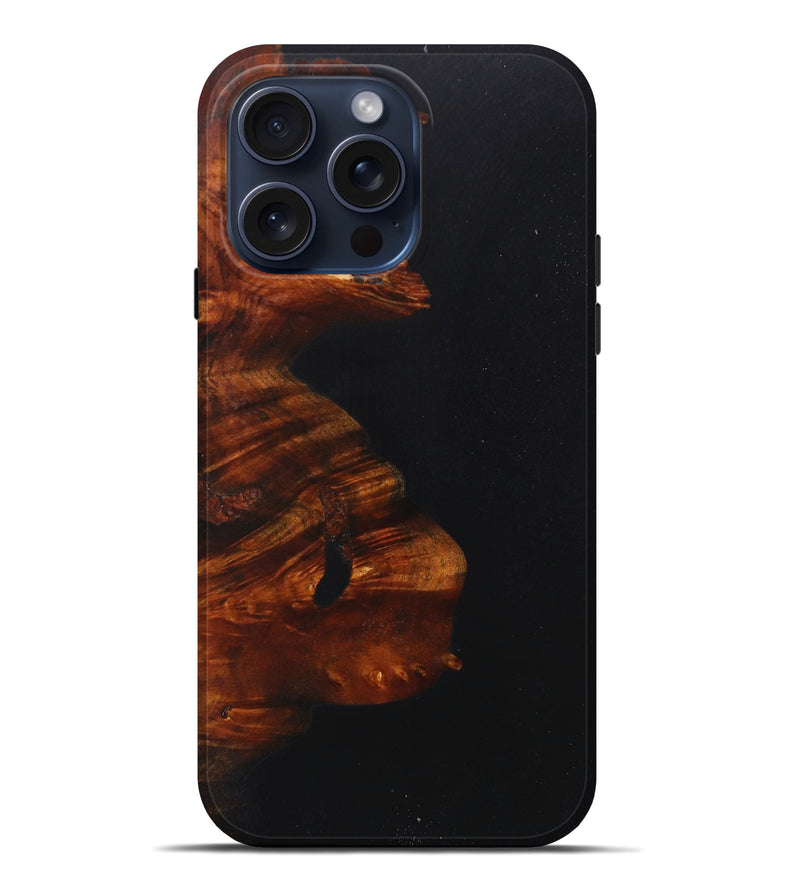 iPhone 15 Pro Max Wood+Resin Live Edge Phone Case - Isaac (Pure Black, 659480)