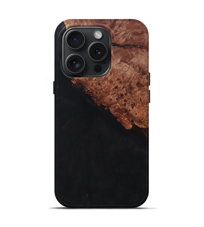 iPhone 15 Pro Wood+Resin Live Edge Phone Case - Jamal (Pure Black, 659481)