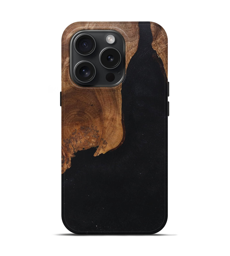 iPhone 15 Pro Wood+Resin Live Edge Phone Case - Rhonda (Pure Black, 659482)