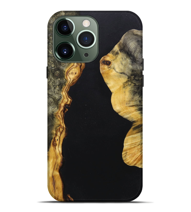 iPhone 13 Pro Max Wood+Resin Live Edge Phone Case - Gayle (Pure Black, 659484)