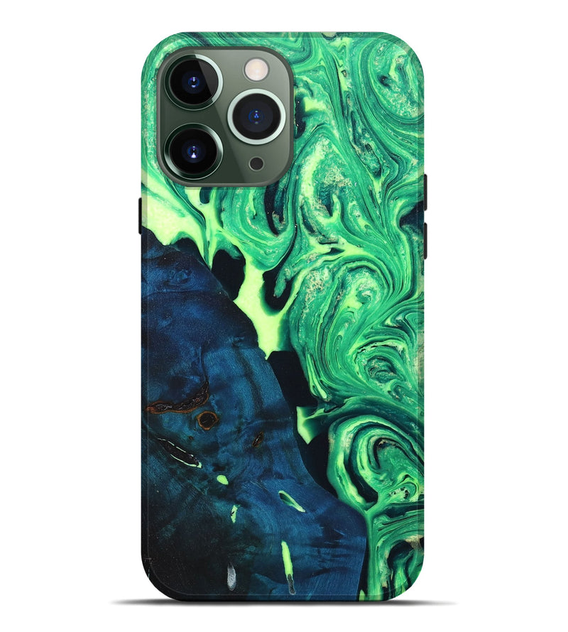 iPhone 13 Pro Max Wood+Resin Live Edge Phone Case - Kellan (Green, 659503)