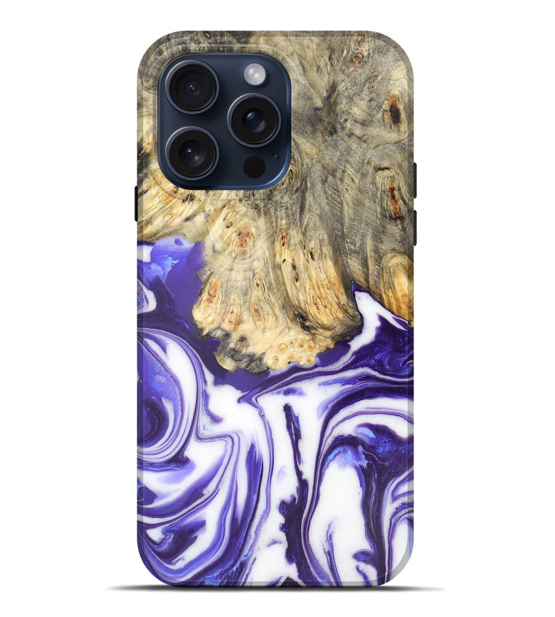 iPhone 15 Pro Max Wood+Resin Live Edge Phone Case - Jim (Purple, 659642)