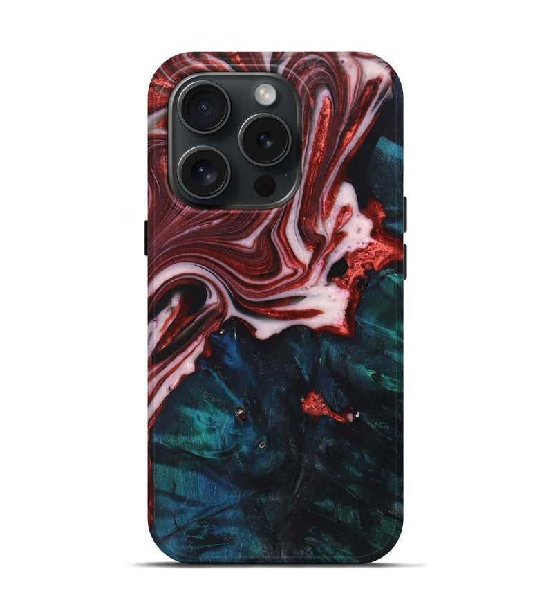 iPhone 15 Pro Wood+Resin Live Edge Phone Case - Nasir (Red, 659650)