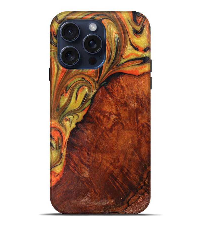 iPhone 15 Pro Max Wood+Resin Live Edge Phone Case - Martha (Red, 659651)