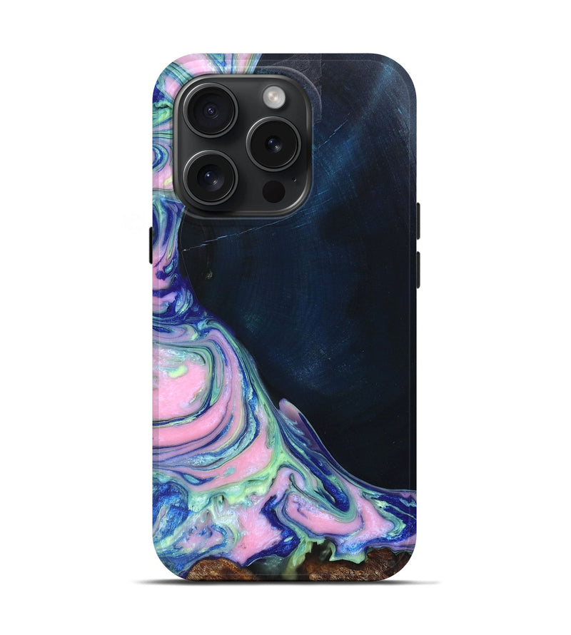 iPhone 15 Pro Wood+Resin Live Edge Phone Case - Bentley (Purple, 659659)