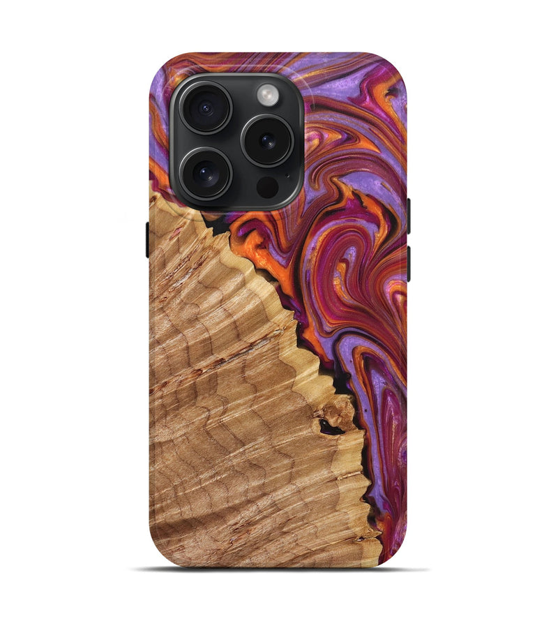 iPhone 15 Pro Wood+Resin Live Edge Phone Case - Irma (Purple, 659668)