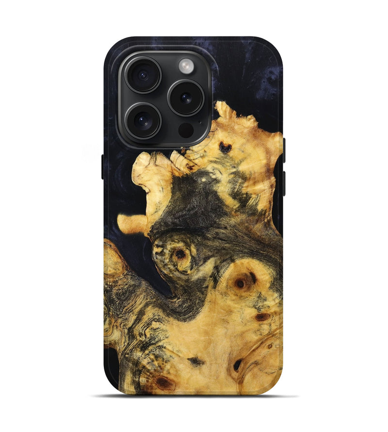 iPhone 15 Pro Wood+Resin Live Edge Phone Case - Katelyn (Pure Black, 659693)