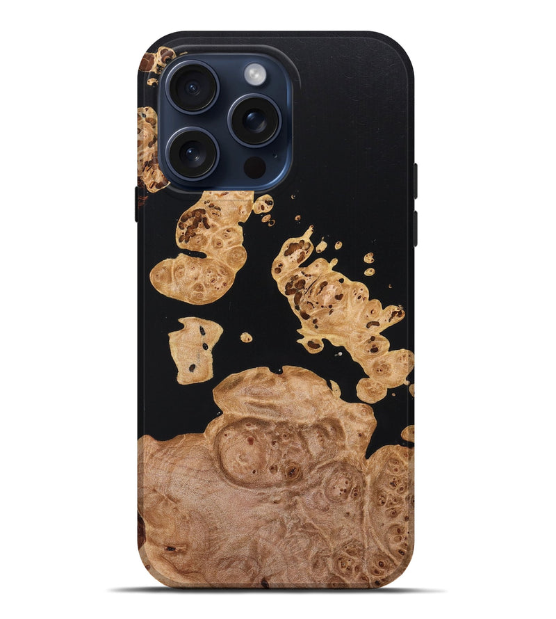 iPhone 15 Pro Max Wood+Resin Live Edge Phone Case - Martin (Pure Black, 659694)