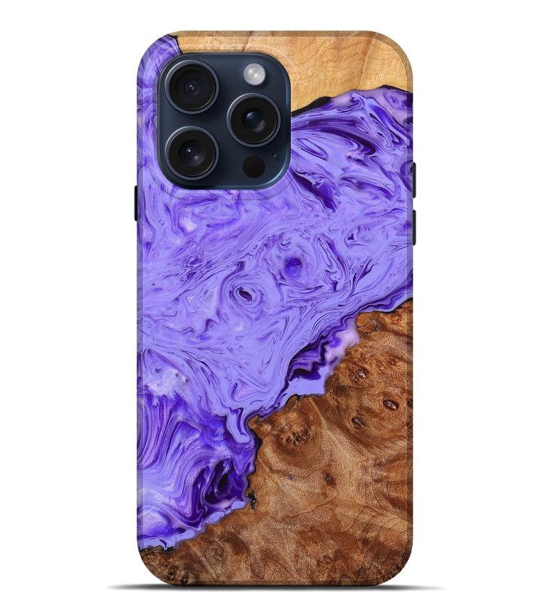 iPhone 15 Pro Max Wood+Resin Live Edge Phone Case - Bryson (Purple, 659697)