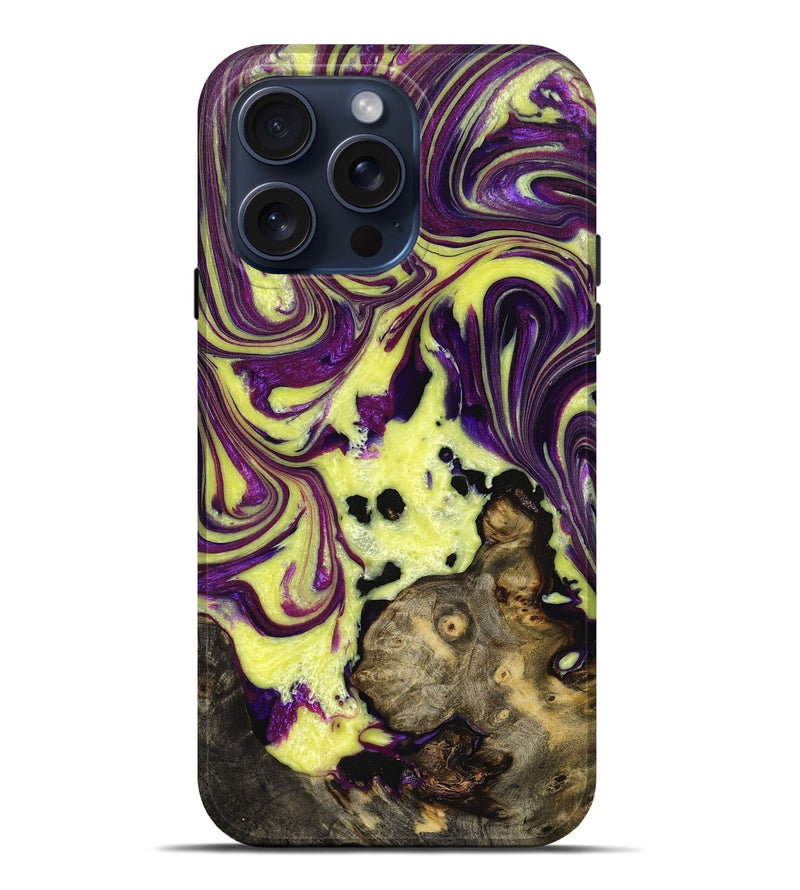 iPhone 15 Pro Max Wood+Resin Live Edge Phone Case - Laura (Purple, 659699)