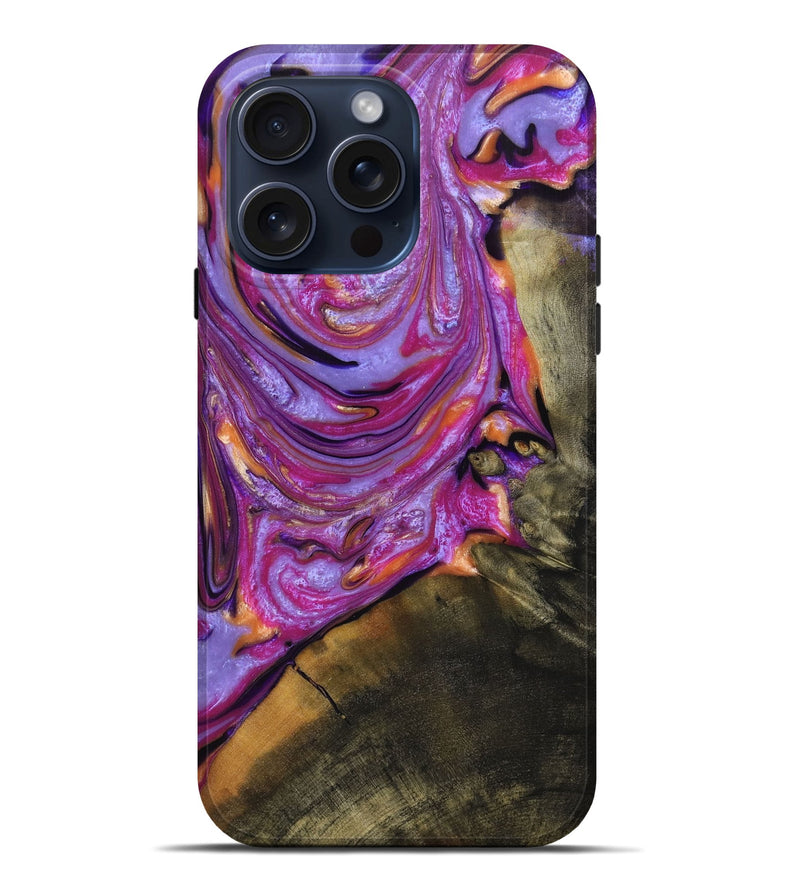 iPhone 15 Pro Max Wood+Resin Live Edge Phone Case - Emery (Purple, 659702)