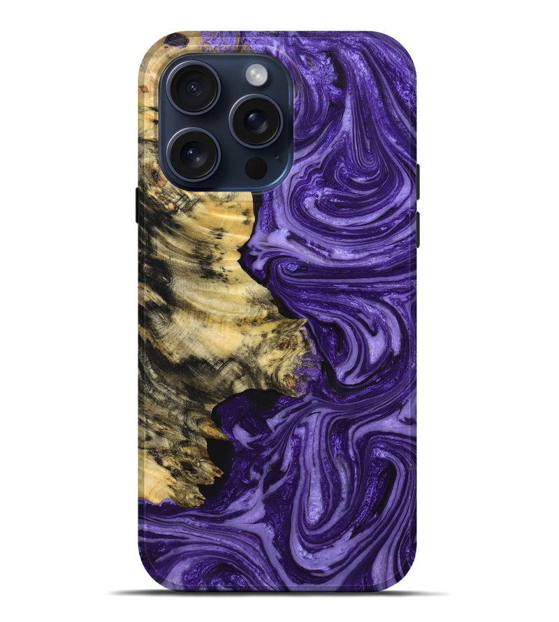 iPhone 15 Pro Max Wood+Resin Live Edge Phone Case - Pedro (Purple, 659705)