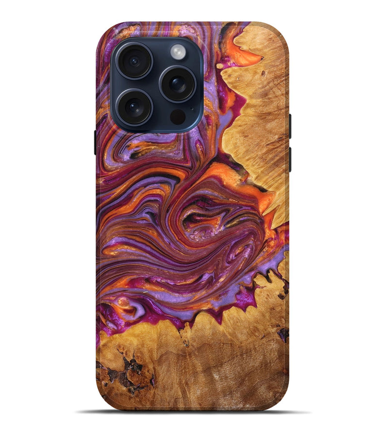 iPhone 15 Pro Max Wood+Resin Live Edge Phone Case - Julius (Purple, 659706)