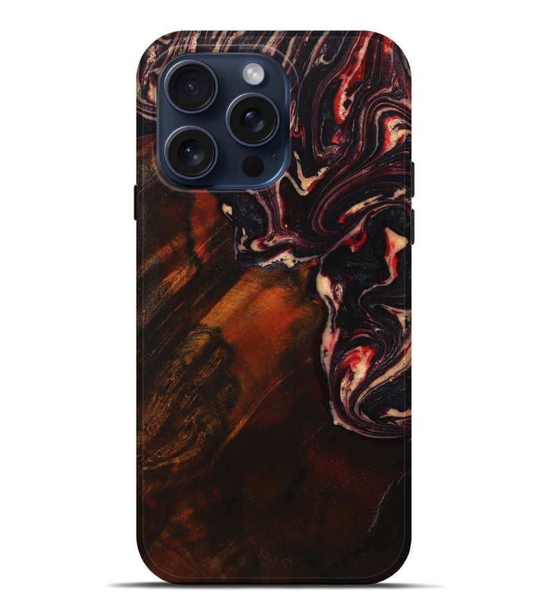 iPhone 15 Pro Max Wood+Resin Live Edge Phone Case - Rafael (Red, 659733)