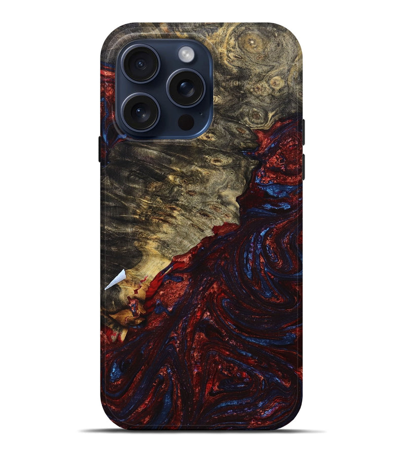 iPhone 15 Pro Max Wood+Resin Live Edge Phone Case - Lizbeth (Red, 659734)