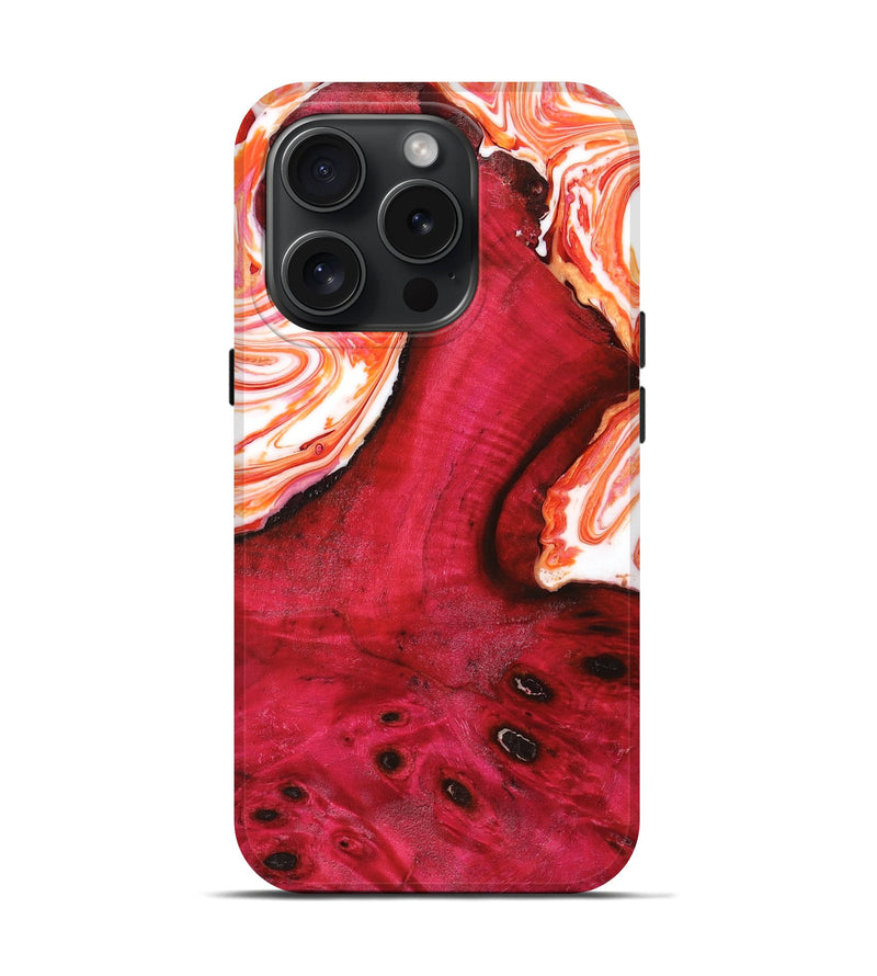 iPhone 15 Pro Wood+Resin Live Edge Phone Case - Nathaniel (Red, 659737)
