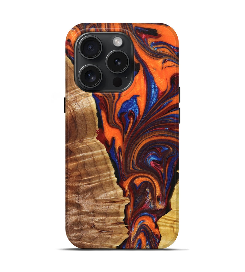 iPhone 15 Pro Wood+Resin Live Edge Phone Case - Victoria (Red, 659739)
