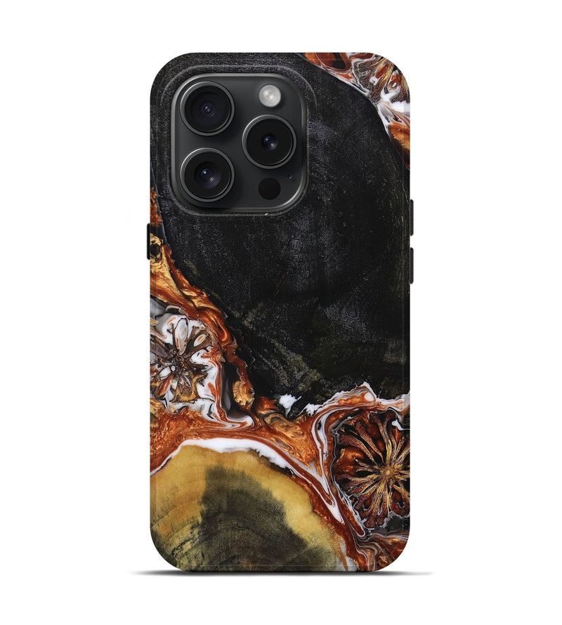 iPhone 15 Pro Wood+Resin Live Edge Phone Case - Remy (Red, 659740)