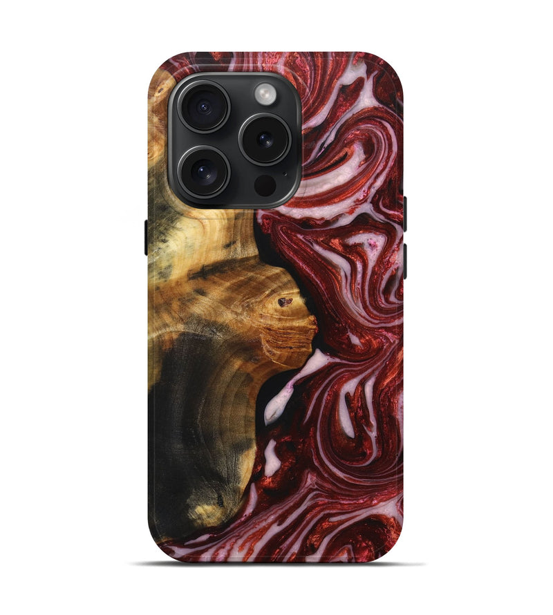 iPhone 15 Pro Wood+Resin Live Edge Phone Case - Doreen (Red, 659745)