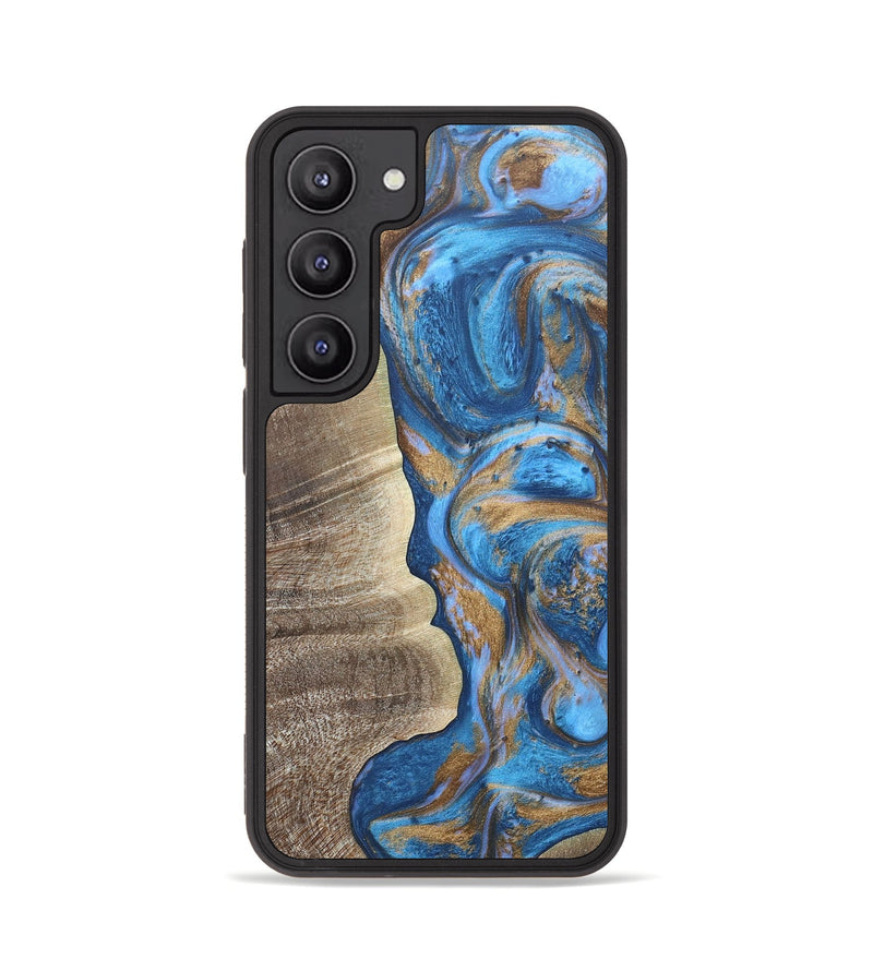 Galaxy S23 Wood+Resin Phone Case - Ida (Teal & Gold, 659864)
