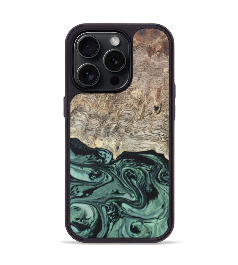 iPhone 15 Pro Wood+Resin Phone Case - Dexter (Green, 659873)